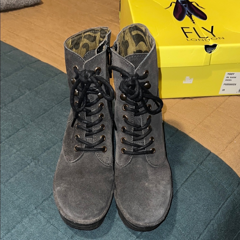 Fly London Women's Lace Up Wedge Boots - Picture 4 of 9